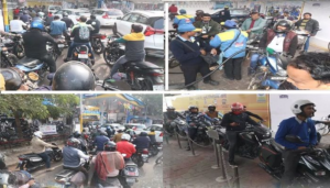 लखनऊ में पेट्रोल भरवाने को लेकर मचा हाहाकार