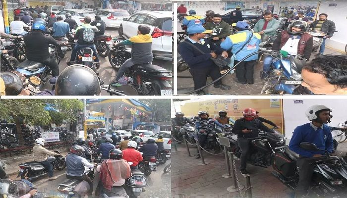 लखनऊ में पेट्रोल भरवाने को लेकर मचा हाहाकार